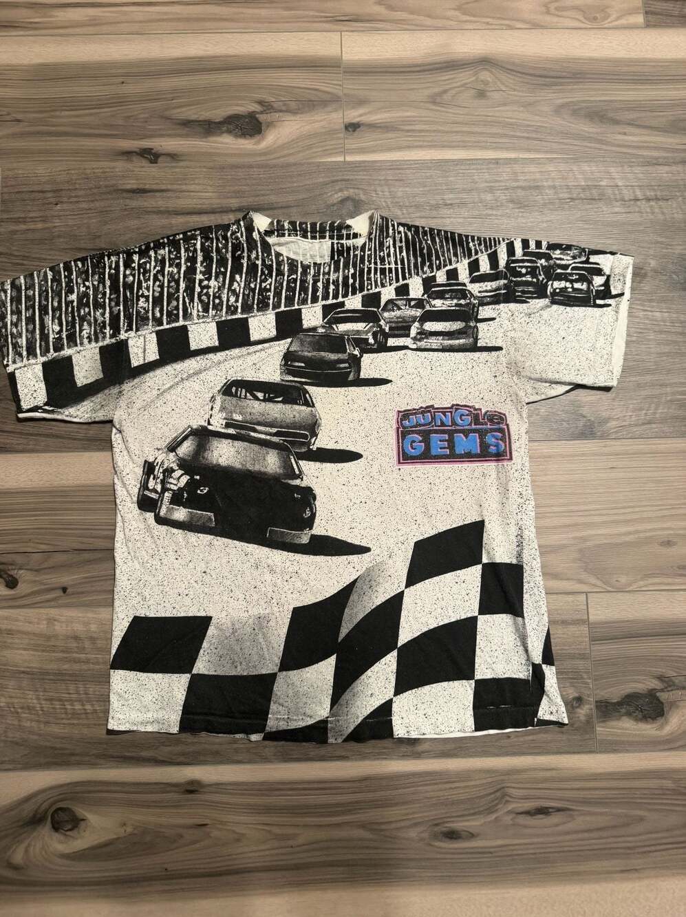 Vintage Jungle Gems Drag Racing All-Over Print T-Shirt Size Medium